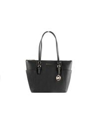 Michael Kors - Charlotte Saffiano Leather Large Top Zip Tote - Black - Lyst