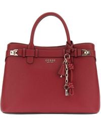 Guess - Borsetta borsa a tracolla Gregoria Large Girlfriend Satchel Red rosso scuro - Lyst