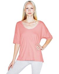 American Apparel Power Wash U-neck Elbow Sleeve T-shirt - Pink