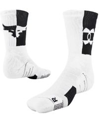 Under Armour - Project Rock Playmaker Crew Socks Large White/black - Lyst