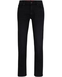 HUGO - S 734 Black Extra-slim-fit Jeans In Comfort-stretch Denim - Lyst