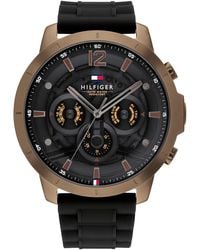 Tommy Hilfiger - Reloj Analógico de Cuarzo multifunción para Hombre con Correa en Silicona Negro - 1710491 - Lyst