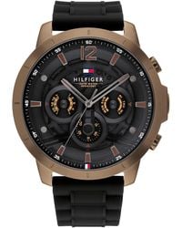 Tommy Hilfiger - Reloj Analógico de Cuarzo multifunción para hombre con Correa en silicona Negro - 1710491 - Lyst