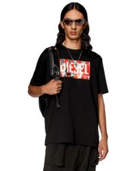DIESEL - T-shirt con stampa peel-off - Lyst