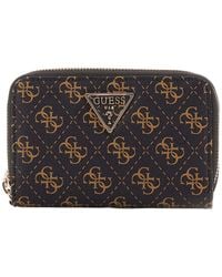 Guess - Laurel SLG Medium Double Zip Wallet M Brown Logo - Lyst