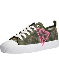 Guess - Kerrie 3 Olive White S Faux Leather Trainers - Lyst