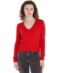 Tommy Hilfiger - Pullover Donna Essential Vneck Pullover in Maglia - Lyst