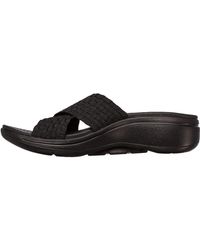 Skechers - Go Walk Arch Fit Wondrous Black Slip On Sandals 140235/bbk - 6 Uk - Lyst