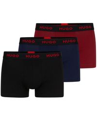 HUGO - Three-pack Of Logo-waistband Trunks In Stretch Cotton - Lyst
