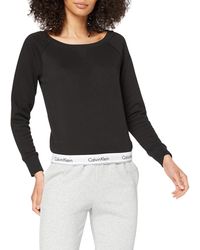 Calvin Klein - Crewneck Sweatshirt - Modern Cotton Line - Black - L - Ck Loungewear - Signature Elasticated Hem - Lyst