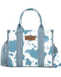 Wrangler - Cow Print Tote Bag For Western Purse Boho Top Handle Satchel Handbag With Signature Strap - Lyst