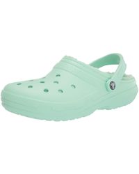 fuzzy crocs blue