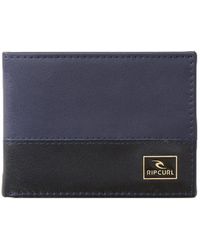 Rip Curl - Corpawatu Icon Pu Slim Faux Leather Wallet In Black/navy - Lyst