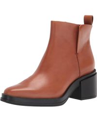 Franco Sarto - S Dalden Block Heel Ankle Bootie Cognac Brown Leather 5.5 M - Lyst