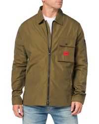 HUGO - Cotton Mix Canvas Zip Up Overshirt Hemd mit Button-Down-Kragen - Lyst