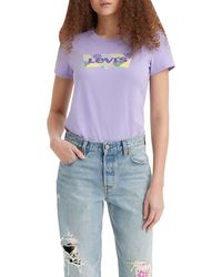 Levi's - The Perfect Tee T-Shirt,Quilt Logo Persian Violet,XXS - Lyst