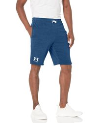 Under Armour - Rival Terry Shorts Deep Sea / Onyx White - Lyst