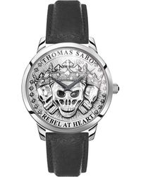Thomas Sabo - Watch Rebel Spirit Skulls Analogue Quartz Stainless Steel Leather Strap Wa0355-203-201-42 Mm - Lyst