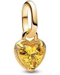 PANDORA - ME Corazón Mini Charm Colgante de Plata de Ley Chapado en Oro de 14 Quilates con Circonita Compatible Me y Moments Colgante - Lyst