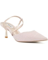 Dune - Ladies Citrus Matte-flared-heel Court Shoes Size Uk 8 Rose Gold Flared Heel Slingbacks - Lyst