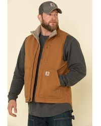 Carhartt - . 104277.BRN.S008 Washed Duck Sherpa Gefüttert Mock Neck Weste - Lyst