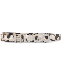 HUGO - Zula Belt 1,5cm-LEO Gürtel mit Animal-Muster und Logo am Metall-Verschluss Gemustert 90 - Lyst