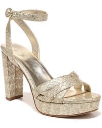 Naturalizer - S Mallory Ankle Strap Platform Strappy Heeled Sandal Gold Snake Leather 9 M - Lyst
