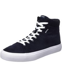 HUGO - Cotton-corduroy High-top Trainers With Vulcanised Sole - Lyst