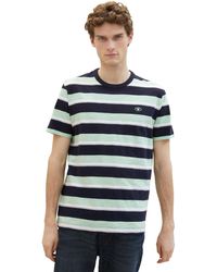 Tom Tailor - Basic Crew-Neck T-Shirt mit Streifen - Lyst