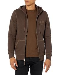 TRUE RELIGION - Brand Jeans Big-t Zip Up Logo Hoody - Lyst