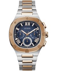 Guess - Two-tone Bracelet Blue Dial Two-tone - Lyst