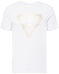 Guess - Tshirt Iconique à Gros Logo doré Jeans - Lyst