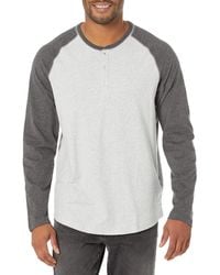 Amazon Essentials - Camiseta de manga larga con corte recto y cuello panadero para hombre - Lyst