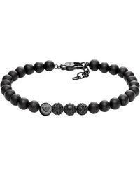 Emporio Armani - Armband Beads Onyx schwarz - Lyst