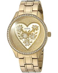 Guess - U0910l2 Trendy Gold-tone Watch With Gold Dial And Stainless Steel Band - Lyst