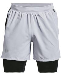 Under Armour - S Launch Swimsuit 7 2n1 Shorts Pitch Grey L - Lyst