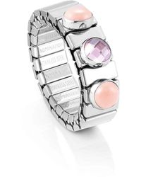 Nomination - Ring With 2 Stones And 1 Faceted Crystal - Made In Italy - Size Stretchy 12/13 - Lyst
