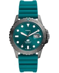 Fossil - Blue Quartz Stainless Steel And Silicone Three-hand Watch - Lyst