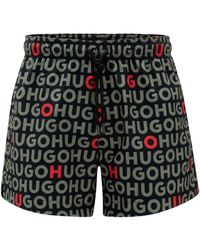 HUGO - Badeshorts aus recyceltem Material mit Logo-Print - Lyst