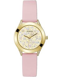 Guess - Tone Stainless Steel Case Champagne Dial & Pink Silicone - Lyst