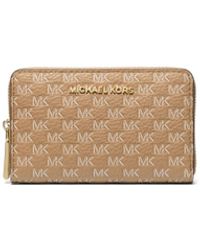 Michael Kors - Jet Set Small Zip Around Card Case Camel One Size - Lyst