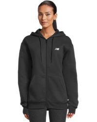 New Balance - Sport Essentials Logo Fleece Full Zip Jacket, Cotton/Fleece/Polyester - Lyst