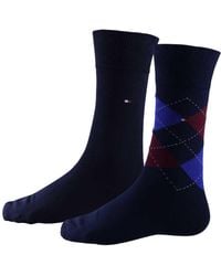 Tommy Hilfiger - Socken Doppelpack Rautenmuster rot/blau Größe 47-49 - Lyst