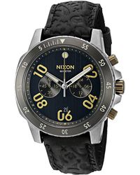 Nixon - Ranger Chrono Leather Black/brass Watch - Lyst
