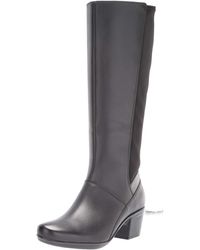 clarks knee high wedge boots