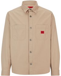 HUGO - Oversized-fit Shirt In Cotton Twill With Logo Label - Lyst