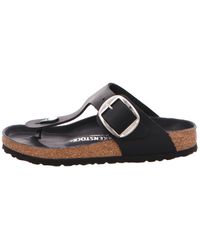 Birkenstock - Sandals With Big Buckle Oiled Leather Woman Gizeh - Lyst