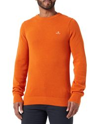 GANT - Cotton Pique C-neck Sweater - Lyst