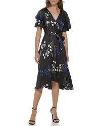 DKNY - Flounce Fit And Flare With Button Sleeve - Lyst