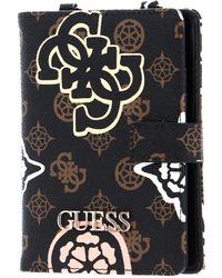 Guess - House Party Passport Case Brown Logo Multi - Lyst